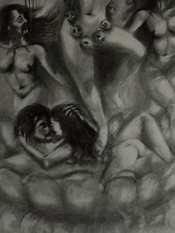 Exotic India Tantrik Goddess Chinnamasta | Acrylic On Paper | By Ankit Bagde 