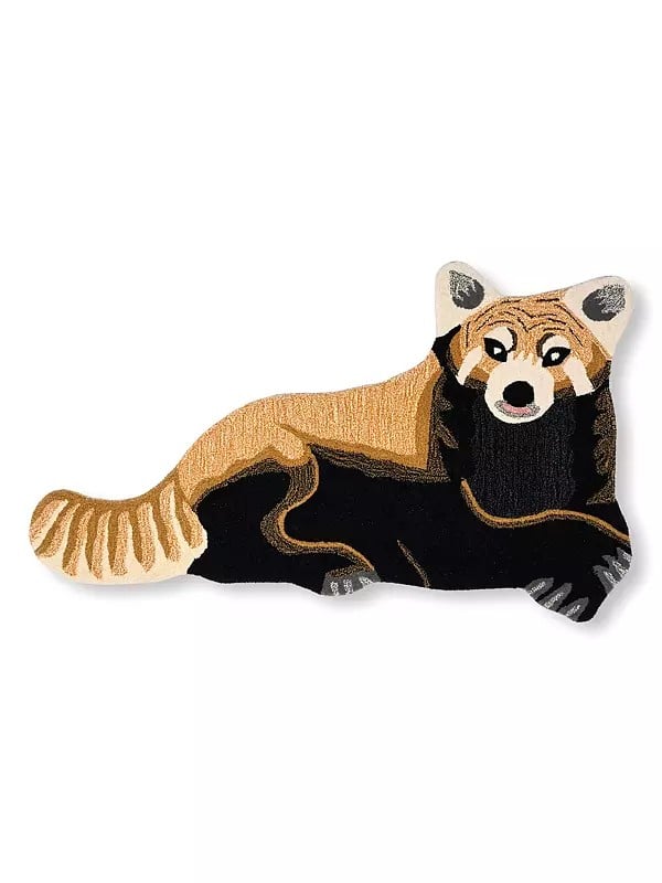 exotic india Tap-Shoe Fox Shaped Handmade Tufted Yogic Asana Mat from Mirzapur 