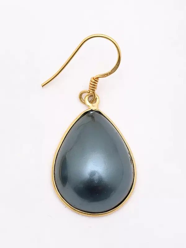 Exotic India Teardrop Cut Synthetic Pearl Dangle Earrings 