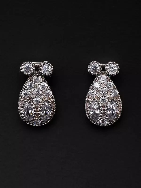 Exotic India Teardrop Shape American Diamond Necklace And Earrings Set 