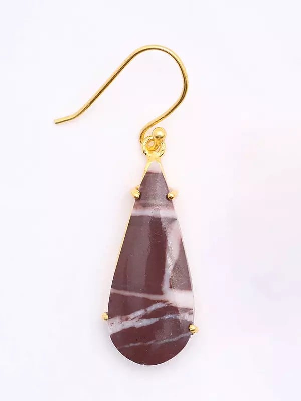 Exotic India Teardrop Shape Kona Jasper Hook Earrings 