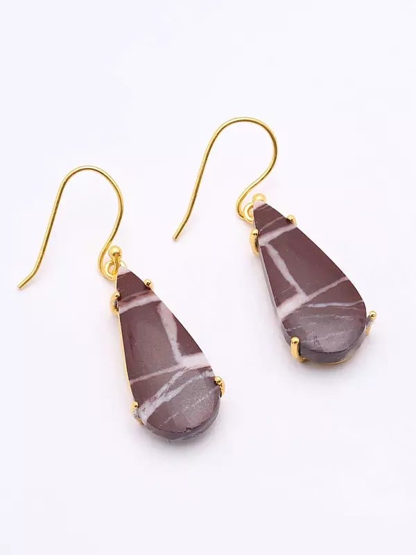 exotic india Teardrop Shape Kona Jasper Hook Earrings 