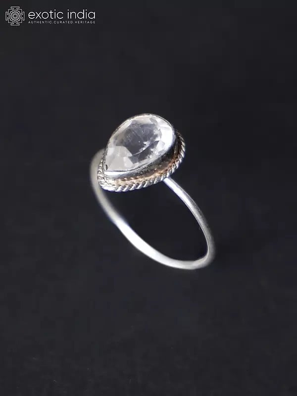 exotic india Teardrop Shape Sterling Silver Ring with Gemstone 