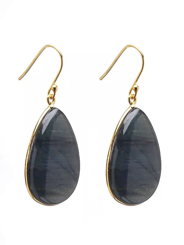 Exotic India Teardrop Shaped Labradorite Hook Earrings 