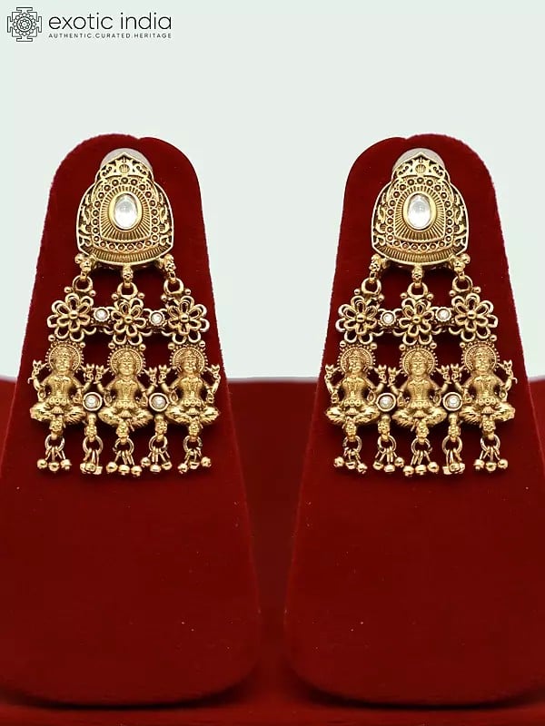Exotic India Temple Goddess Traditional Stone Studded Choker Necklace With Matching Earrings 