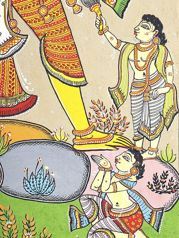 Exotic India Ten Armed Panchamukhi Lord Hanuman | Pattachitra Painting
