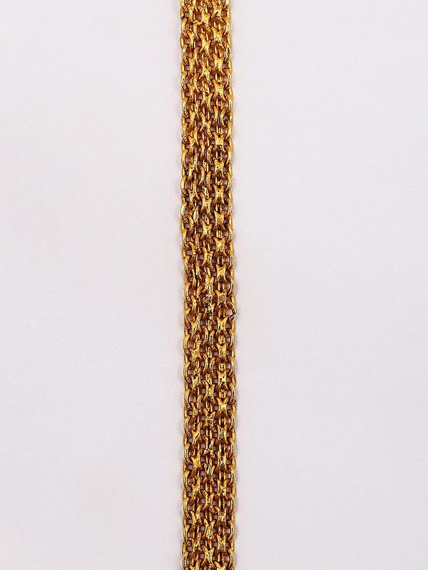 Exotic India Textured Chain Multicolor Stone Studded Long Necklace Set With Earrings 