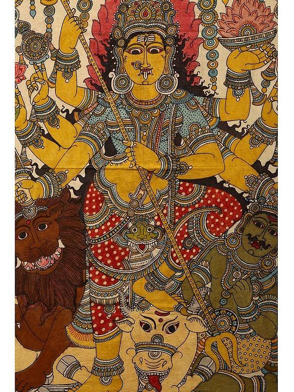 Exotic India The Angry Goddess Durga | Kalamkari Painting On Cotton