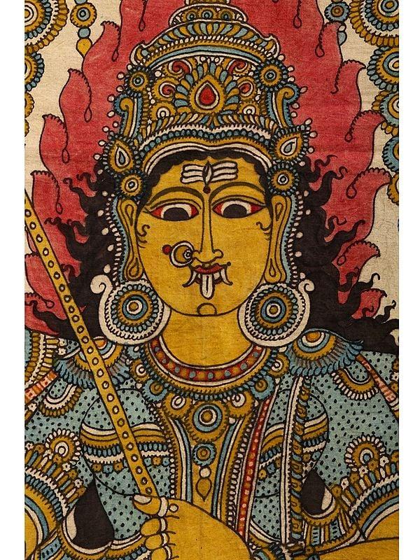 Exotic India The Angry Goddess Durga | Kalamkari Painting On Cotton