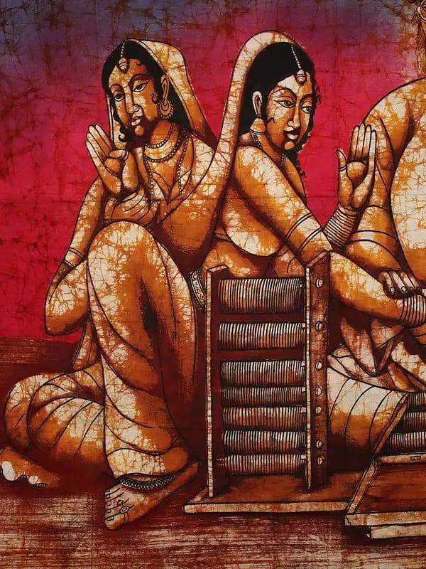 Exotic India The Bangle Seller | Batik Painting On Cotton Fabric