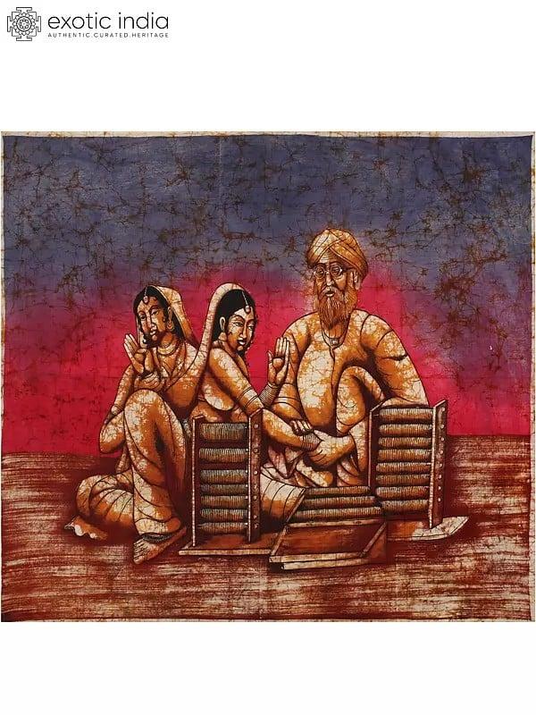 exotic india The Bangle Seller | Batik Painting on Cotton Fabric