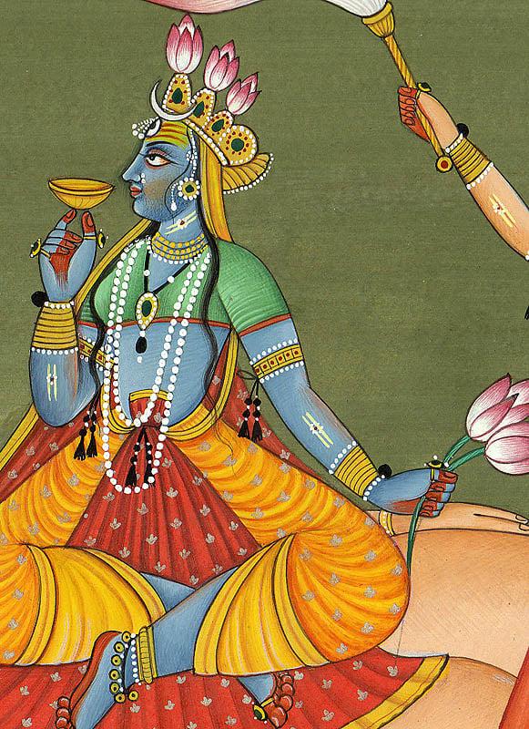 Exotic India The Beauteous Bhadrakali Sitting Amidst Lush Fields (Tantric Devi Series)