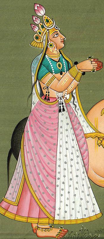 Exotic India The Beauteous Bhadrakali Sitting Amidst Lush Fields (Tantric Devi Series)