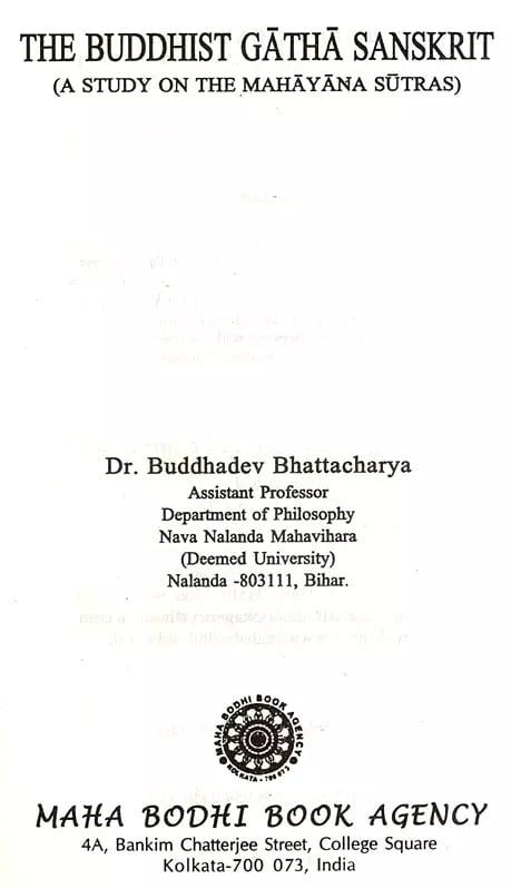 Exotic India The Buddhist Gatha Sanskrit- A Study On The Mahayana Sutras 