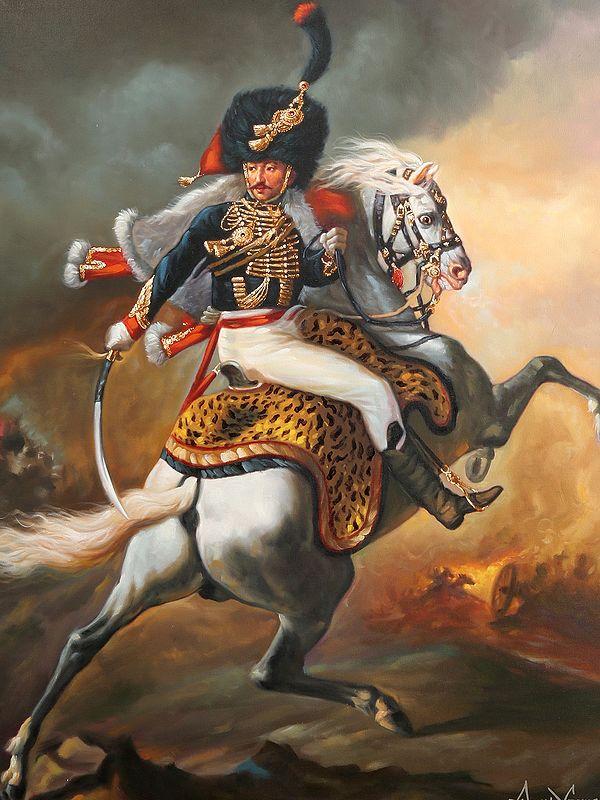 Exotic India The Charging Chasseur Oil Painting On Canvas | Without Frame