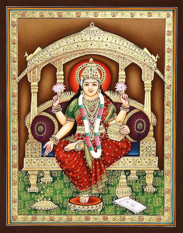 exotic india The Divine Glamour Of Devi Lakshmi Watercolor Painting