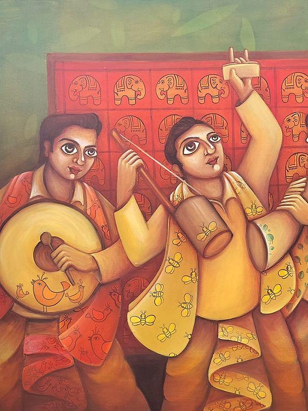 Exotic India The Festive Ensemble | Acrylic On Canvas | By Sourav Sinha 