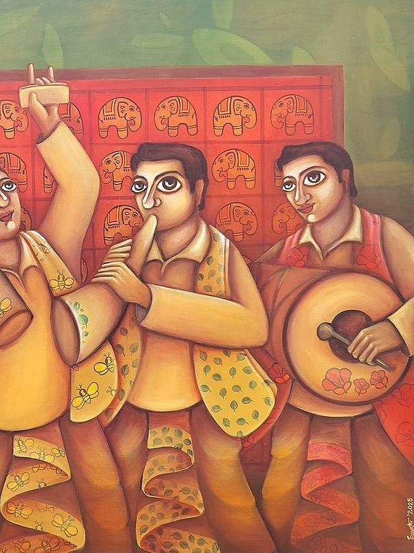 Exotic India The Festive Ensemble | Acrylic On Canvas | By Sourav Sinha 
