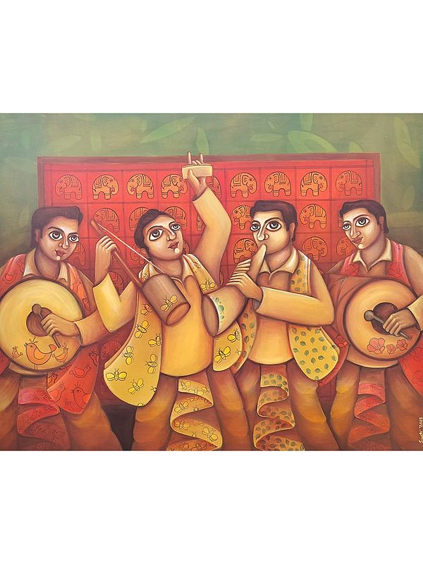 exotic india The Festive Ensemble | Acrylic On Canvas | By Sourav Sinha 