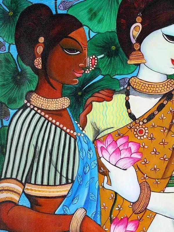 Exotic India The Graceful Trinity | Acrylic On Canvas 