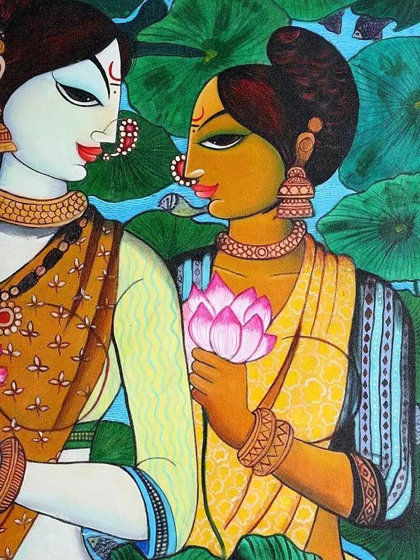 Exotic India The Graceful Trinity | Acrylic On Canvas 