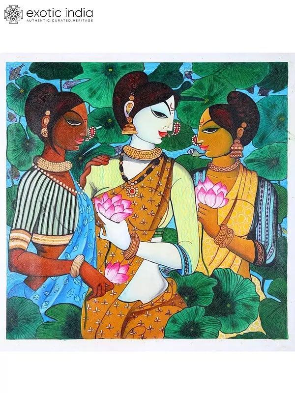 exotic india The Graceful Trinity | Acrylic on Canvas 