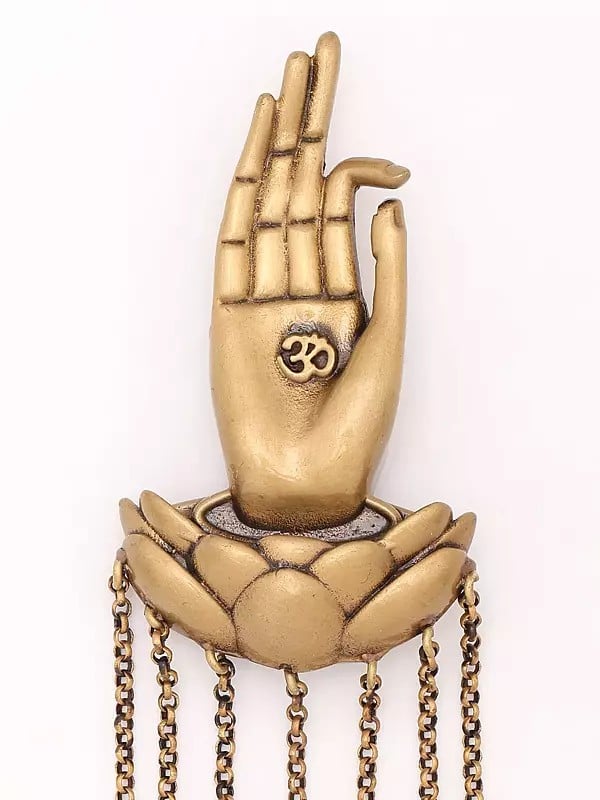 Exotic India The Gyan Mudra Brooch On Lotus Base With Om In Center 