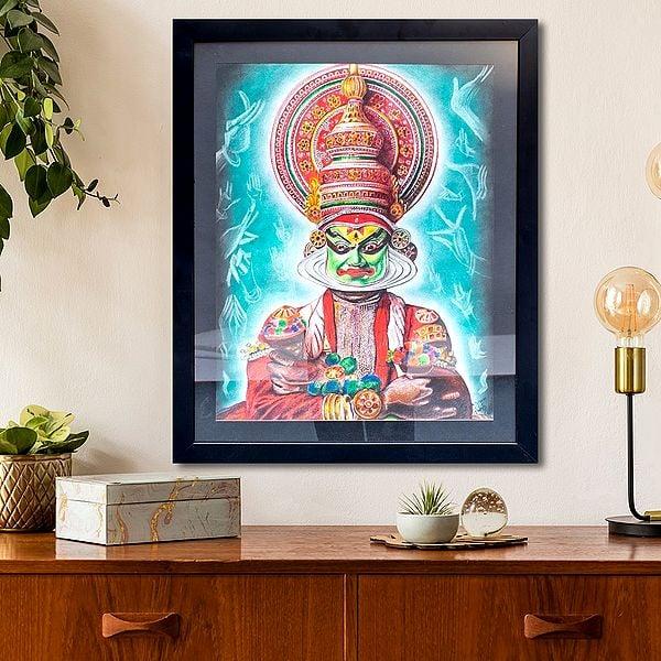 Exotic India The Indian Kathakali Dancer (Framed) | Pastels On Canvas 