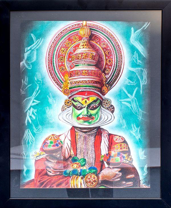 exotic india The Indian Kathakali Dancer (Framed) | Pastels on Canvas