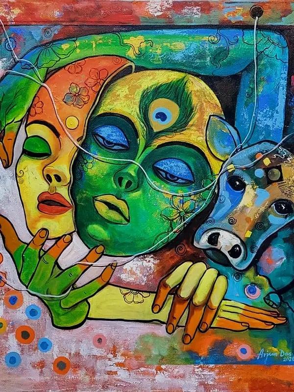 Exotic India The Inner Embrace | Acrylic On Canvas | By Arjun Das 