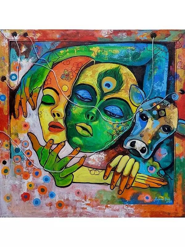 exotic india The Inner Embrace | Acrylic On Canvas | By Arjun Das 