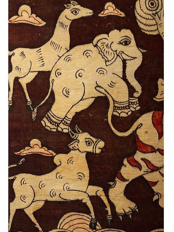 Exotic India The Jungle Landscape | Kalamkari Painting