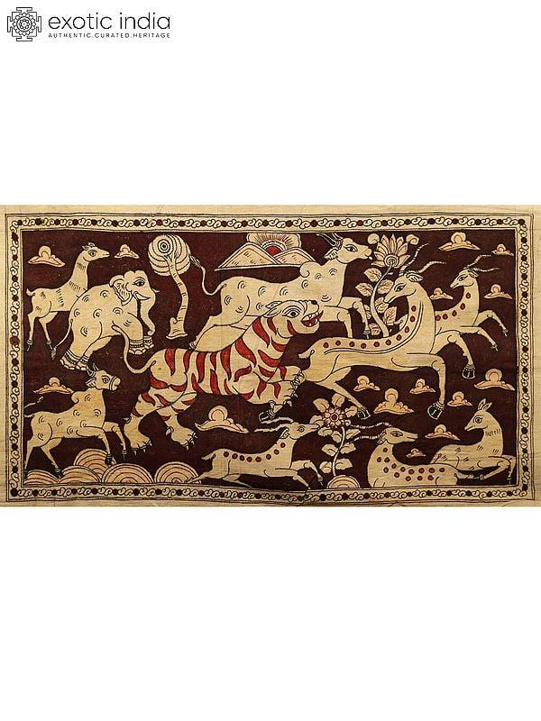 exotic india The Jungle Landscape | Kalamkari Painting 