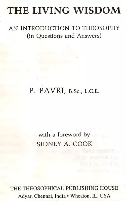 Exotic India The Living Wisdom- An Introduction To Theosophy In Questions And Answers 
