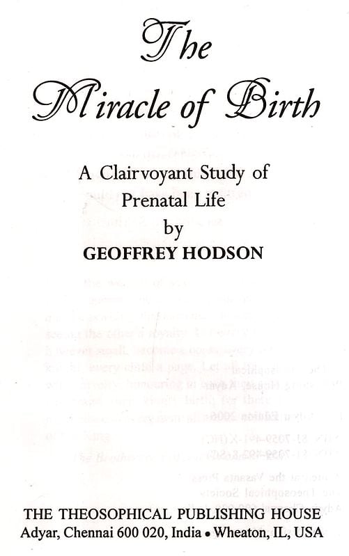 Exotic India The Miracle Of Birth- A Clairvoyant Study Of Prenatal Life 