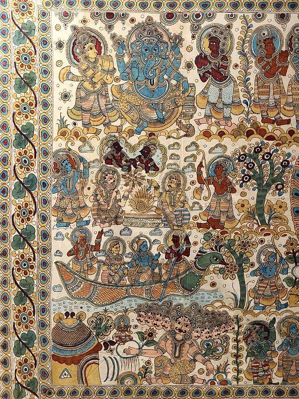 Exotic India The Ramayana | Superfine Kalamkari Painting 