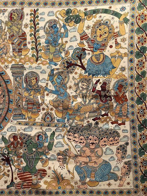 Exotic India The Ramayana | Superfine Kalamkari Painting 