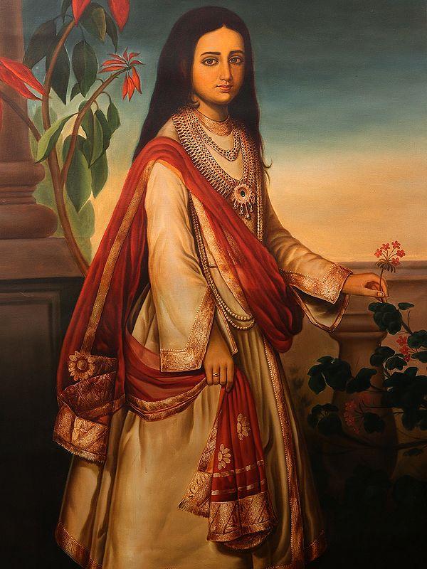 Exotic India The Royal Lady Oil Painting On Canvas | Without Frame 