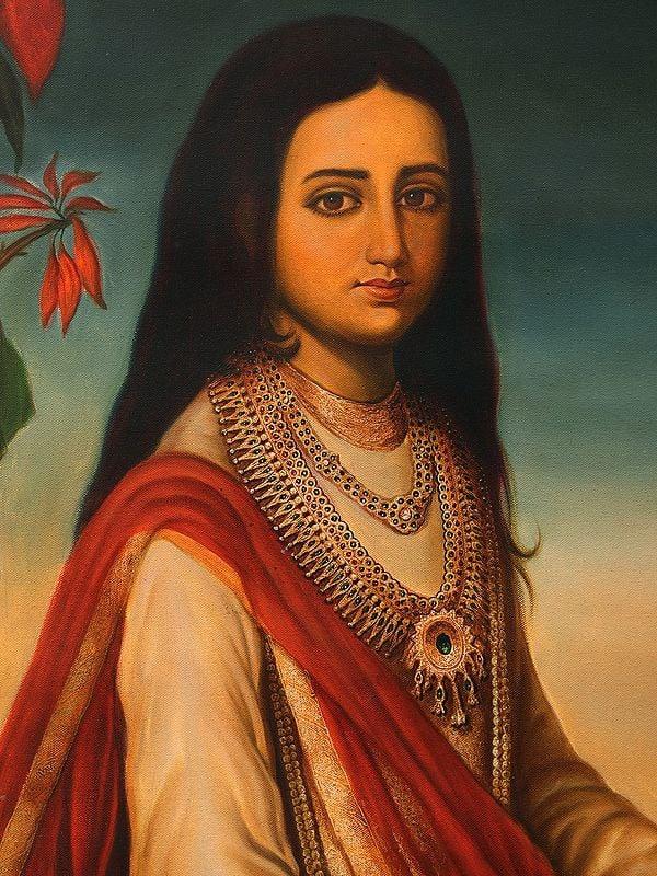 Exotic India The Royal Lady Oil Painting On Canvas | Without Frame 