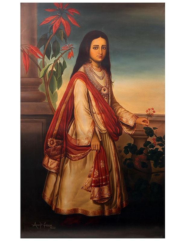 exotic india The Royal Lady Oil Painting on Canvas | Without Frame 