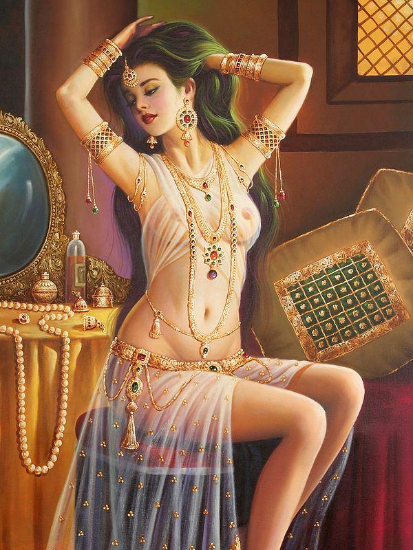 Exotic India The Sensuous Beauty | Without Frame | Oil Painting On Canvas