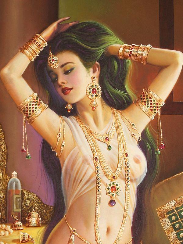 Exotic India The Sensuous Beauty | Without Frame | Oil Painting On Canvas