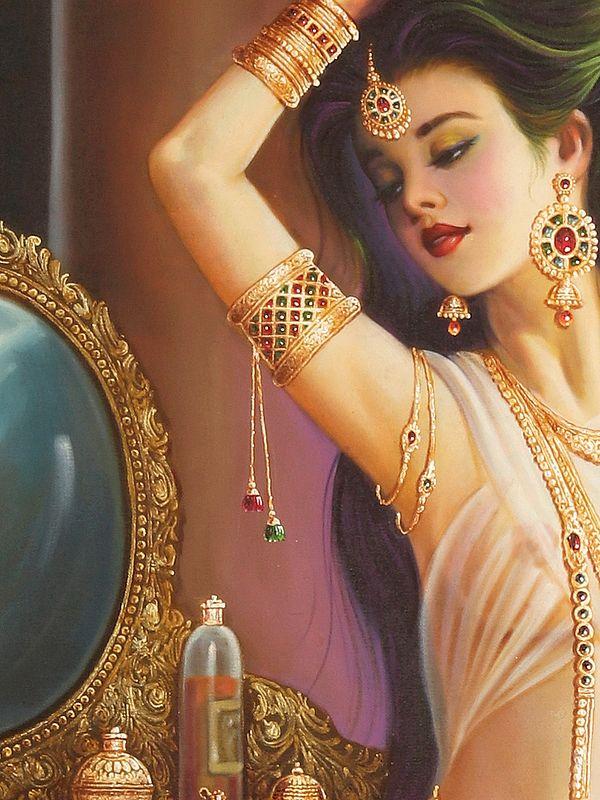 Exotic India The Sensuous Beauty | Without Frame | Oil Painting On Canvas