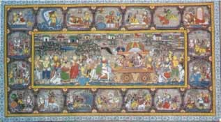exotic india The Story of Krishna's Life (Scroll Painting) 