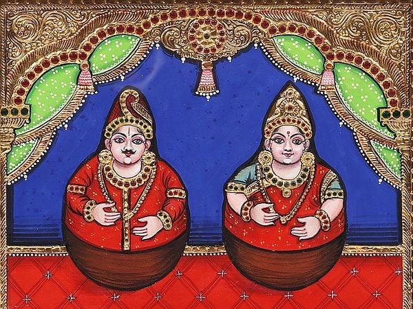 Exotic India The Thanjavur Doll | Framed Tanjore Painting