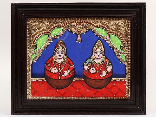 exotic india The Thanjavur Doll | Framed Tanjore Painting