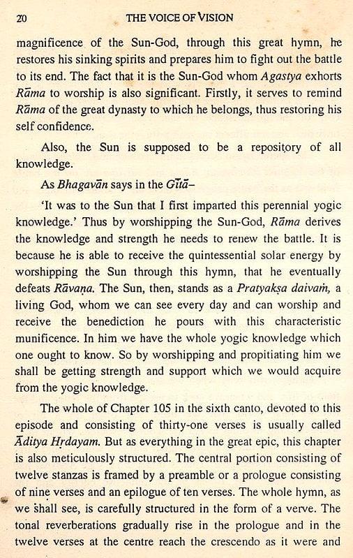 Exotic India The Voice Of Vision: Commentary On Some Sacred Hymn (An Old And Rare Book) 