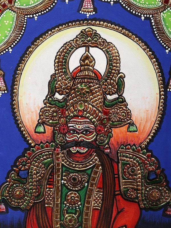 Exotic India Therukoothu (Traditional Art Form Of Tamil Nadu) | Framed Tanjore Painting
