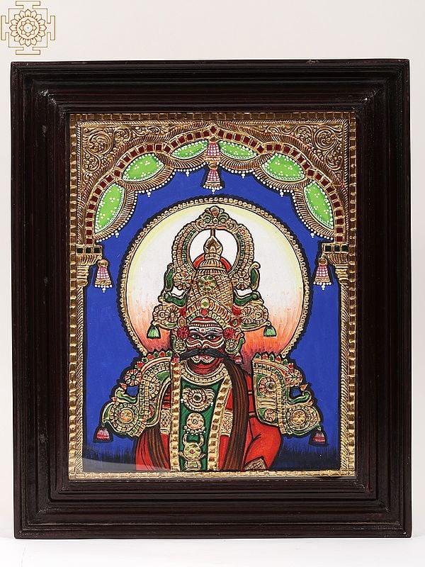 exotic india Therukoothu (Traditional Art Form of Tamil Nadu) | Framed Tanjore Painting 