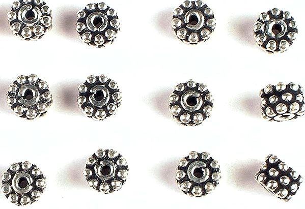 exotic india Three Layer Granulated Beads (Price Per Four Pieces) 